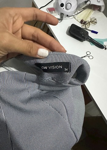 s Beden beyaz Renk Çizgili pantolon