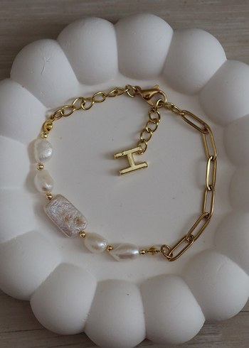 Altın Renk Zincir İnci Kadın Bileklik - Görsel 3