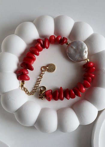 Kırmızı Mercan Doğal Taş Bileklik - Görsel 2