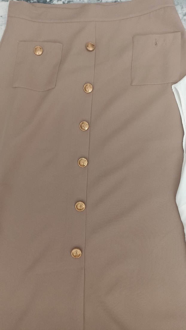 Bej ceket etek takım - Görsel 4