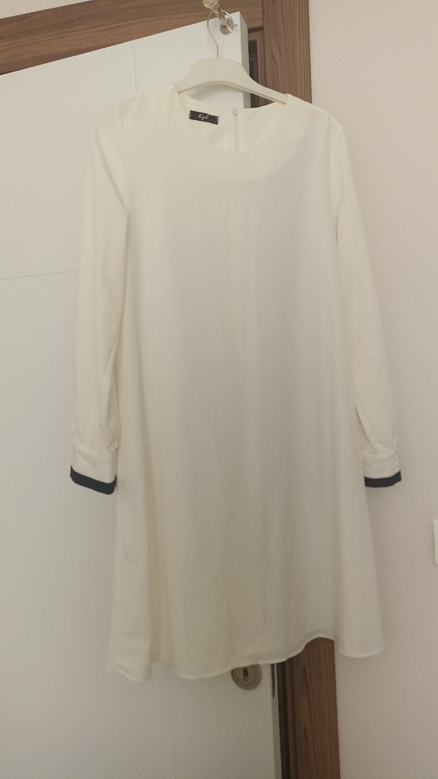 Beyaz Uzun Kollu Midi Tunik - Görsel 2