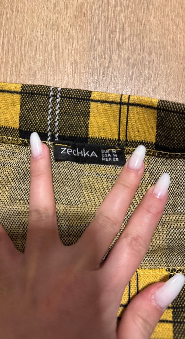 Sarı Ekose Desenli Kadın Midi Etek - Görsel 3