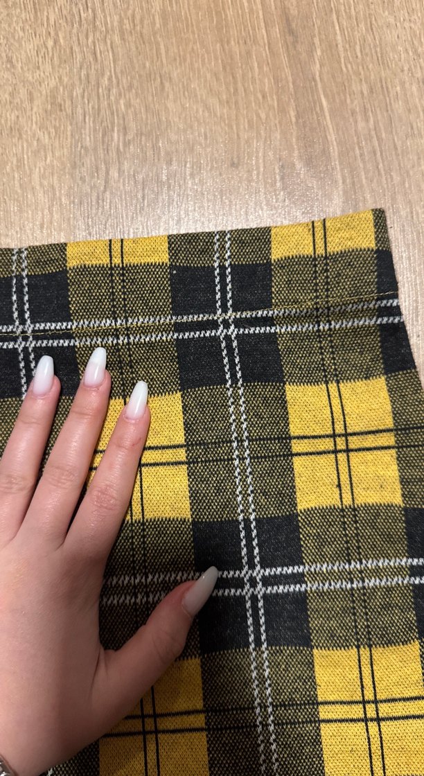 Sarı Ekose Desenli Kadın Midi Etek - Görsel 2