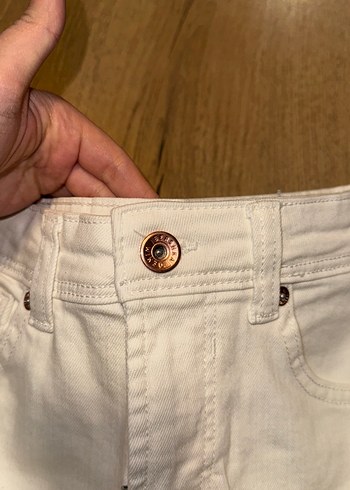 Kadın Beyaz Mini Pamuklu Denim Şort - Görsel 2