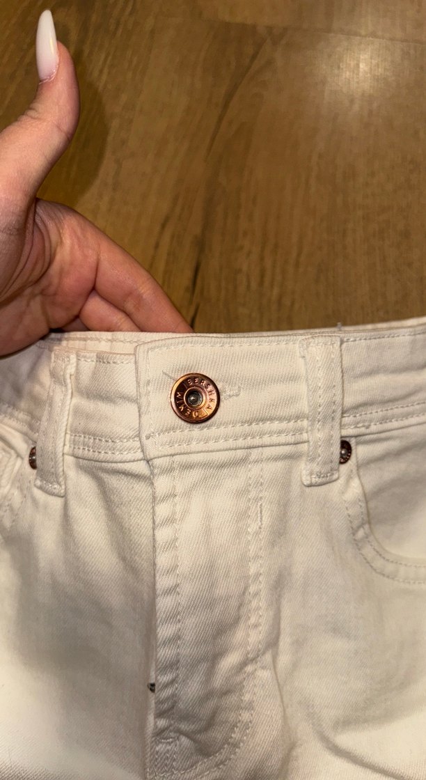 Kadın Beyaz Mini Pamuklu Denim Şort - Görsel 2