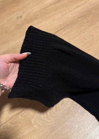 Siyah Boğazlı Örgü Kadın Kazak - Görsel 2