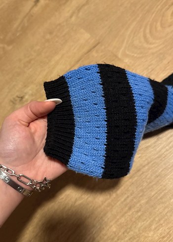 Mavi Siyah Çizgili Triko Hırka - Görsel 4