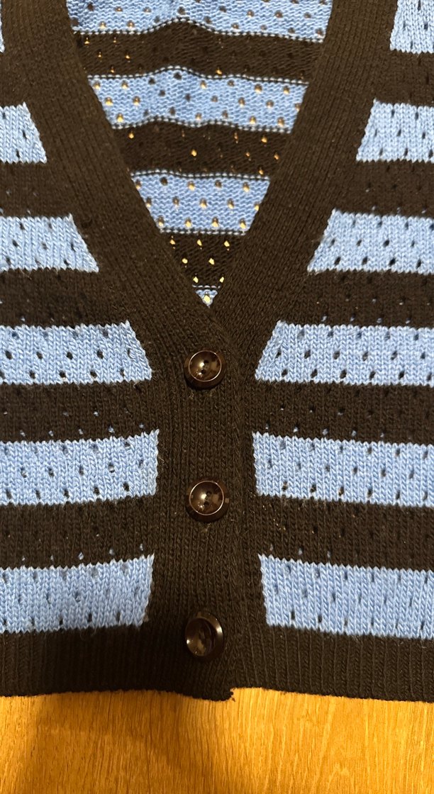 Mavi Siyah Çizgili Triko Hırka - Görsel 3