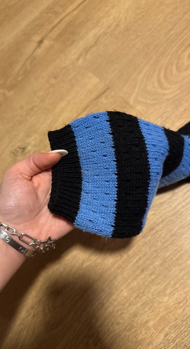 Mavi Siyah Çizgili Triko Hırka - Görsel 4