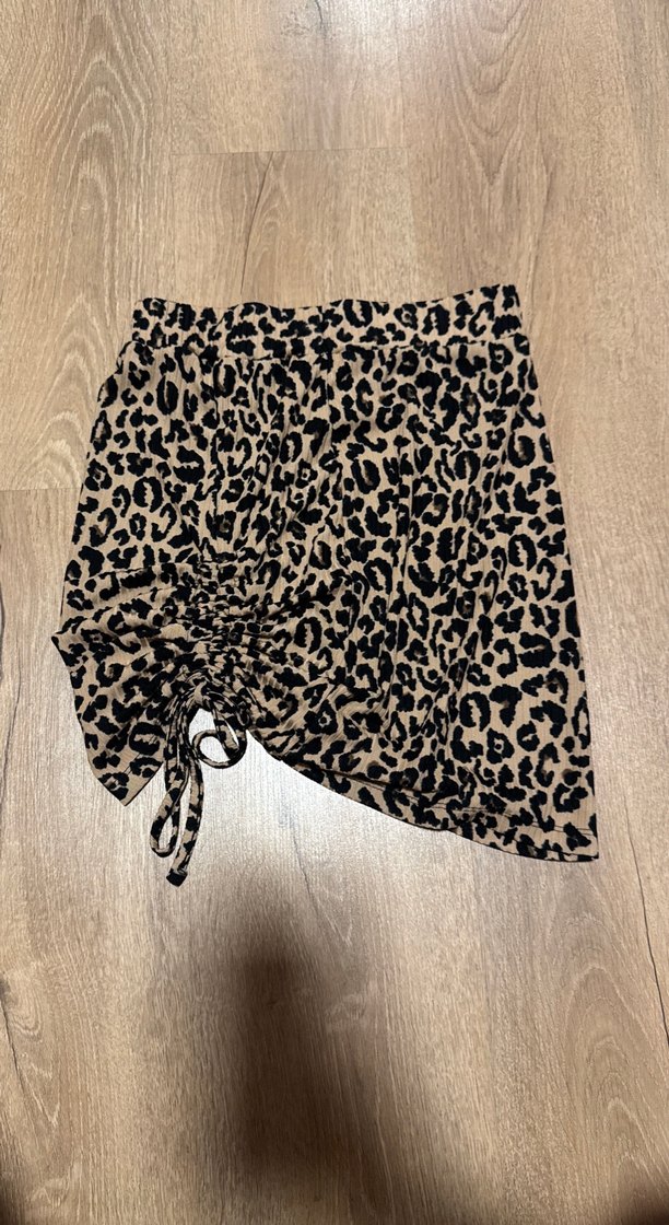 Kadın Leopar Desenli Mini Etek - Görsel 2