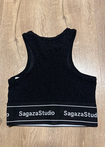 Siyah Baskılı Kolsuz Crop Top - Görsel 3