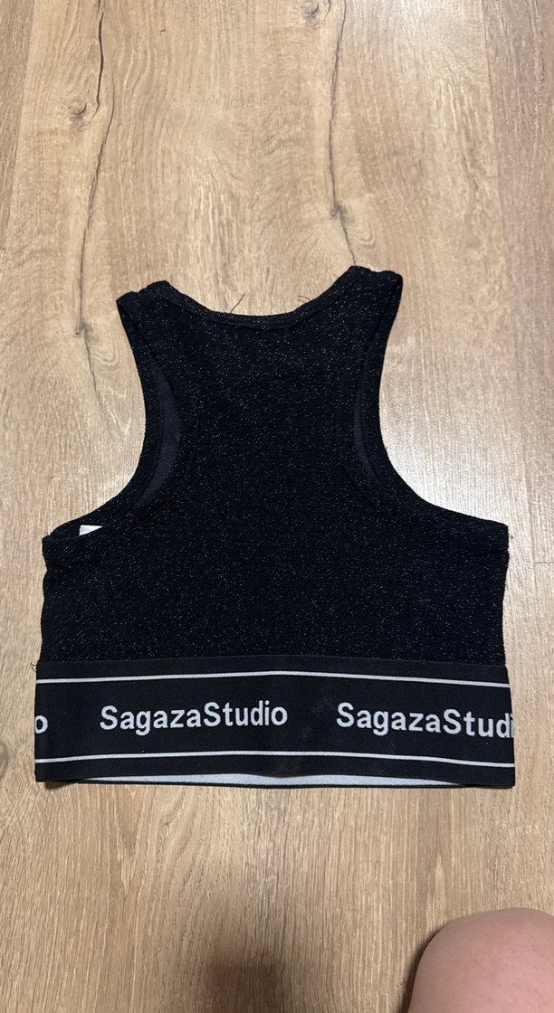 Siyah Baskılı Kolsuz Crop Top - Görsel 3