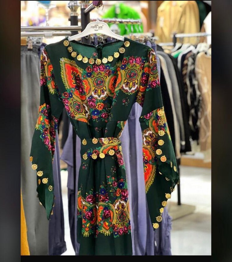 Renkli Etnik Desenli Uzun Kollu Bohem Kız Elbisesi - Görsel 4