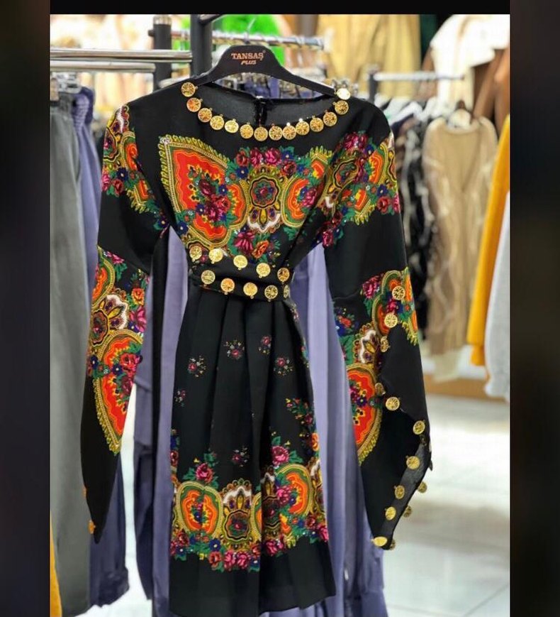 Renkli Etnik Desenli Uzun Kollu Bohem Kız Elbisesi - Görsel 5