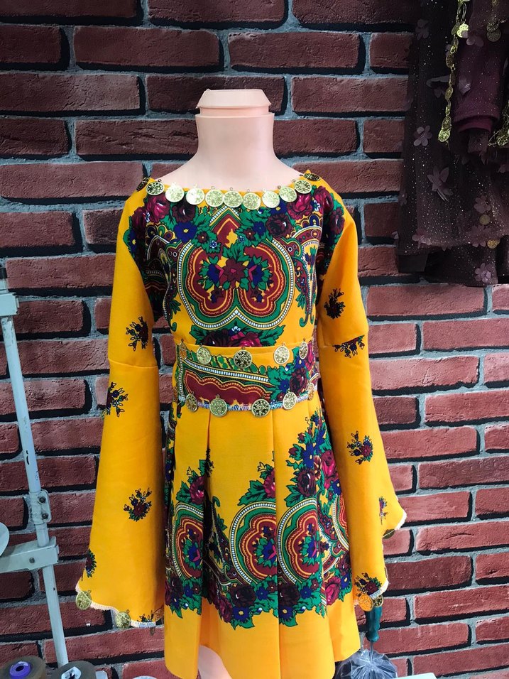 Boncuklu Uzun Kollu Renkli Bohem Elbise - Görsel 4