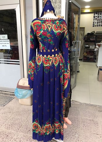 Uzun Renkli Bohem Kadın Hint Elbisesi elbise +kemer+şal - Görsel 2