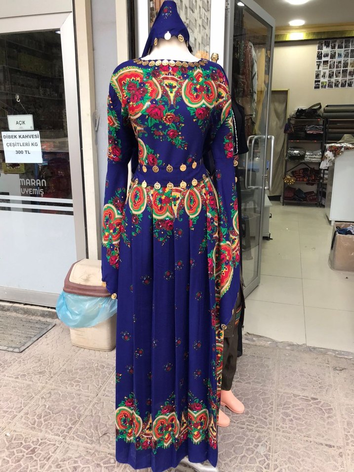 Uzun Renkli Bohem Kadın Hint Elbisesi elbise +kemer+şal - Görsel 2