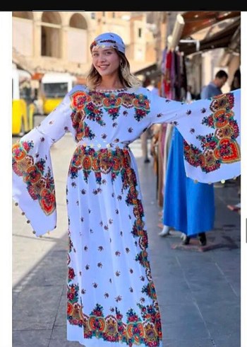 kadın yöresel kıyafet Renkli Etnik Desenli Uzun Bohem Elbise - Görsel 2