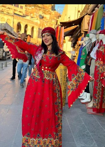 kadın yöresel kıyafet Renkli Etnik Desenli Uzun Bohem Elbise - Görsel 5