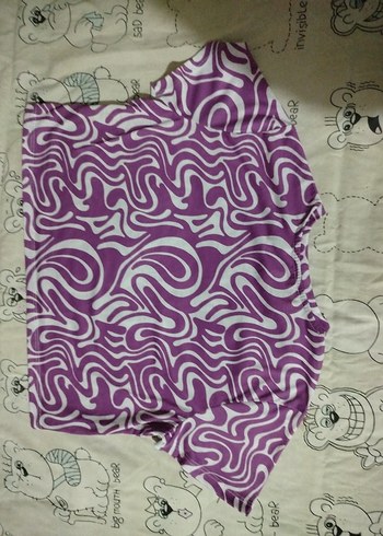 Mor Renkli Bohem Crop Kadın Tişörtü - Görsel 2