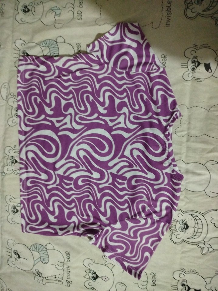 Mor Renkli Bohem Crop Kadın Tişörtü - Görsel 2