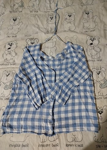 Kadın Mavi Kareli Gömlek - Görsel 2