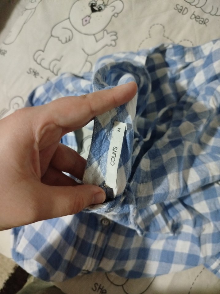 Kadın Mavi Kareli Gömlek - Görsel 3