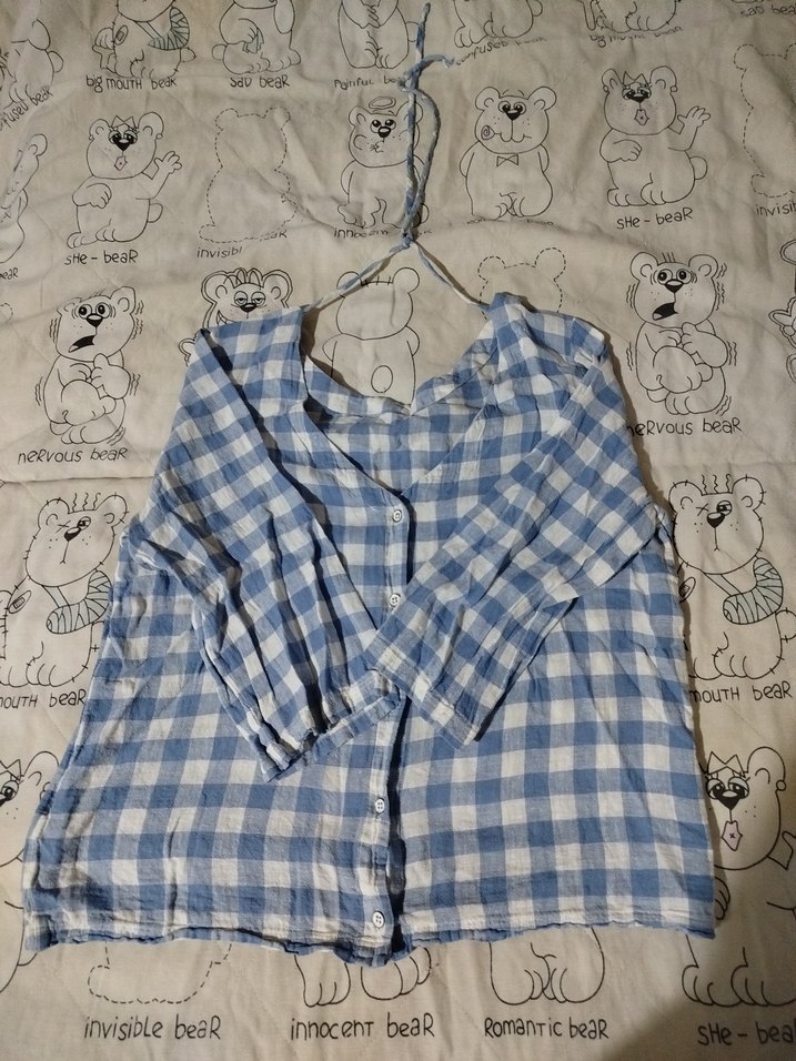 Kadın Mavi Kareli Gömlek - Görsel 2