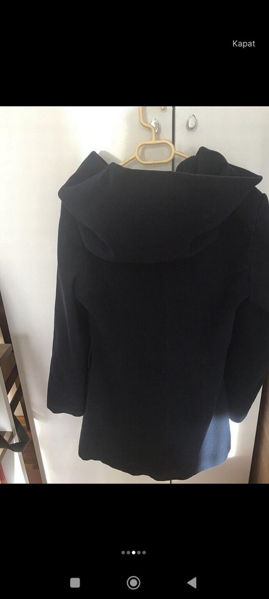 Düğmeli Koyu Lacivert Midi Kaban - Görsel 2