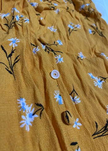 Sarı Drapeli Bohem Midi Etek - Görsel 2