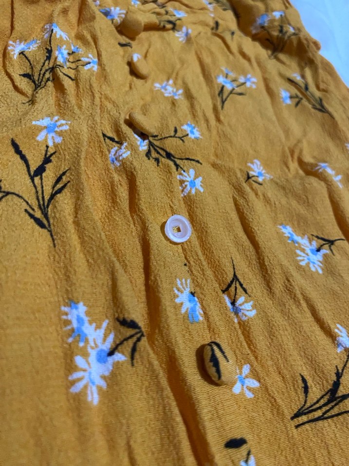 Sarı Drapeli Bohem Midi Etek - Görsel 2