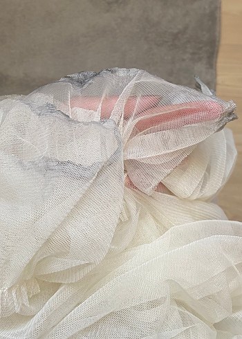Diğer Nakışlı, Tesettür Fırfırlı Beyaz Uzun Bohem Nikah Elbise
