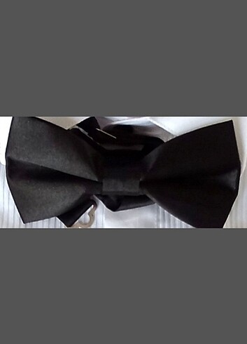 SATEN KUMAŞ KUŞAK SETLİ SİYAH RENKLİ PAPYON SET. - Görsel 2