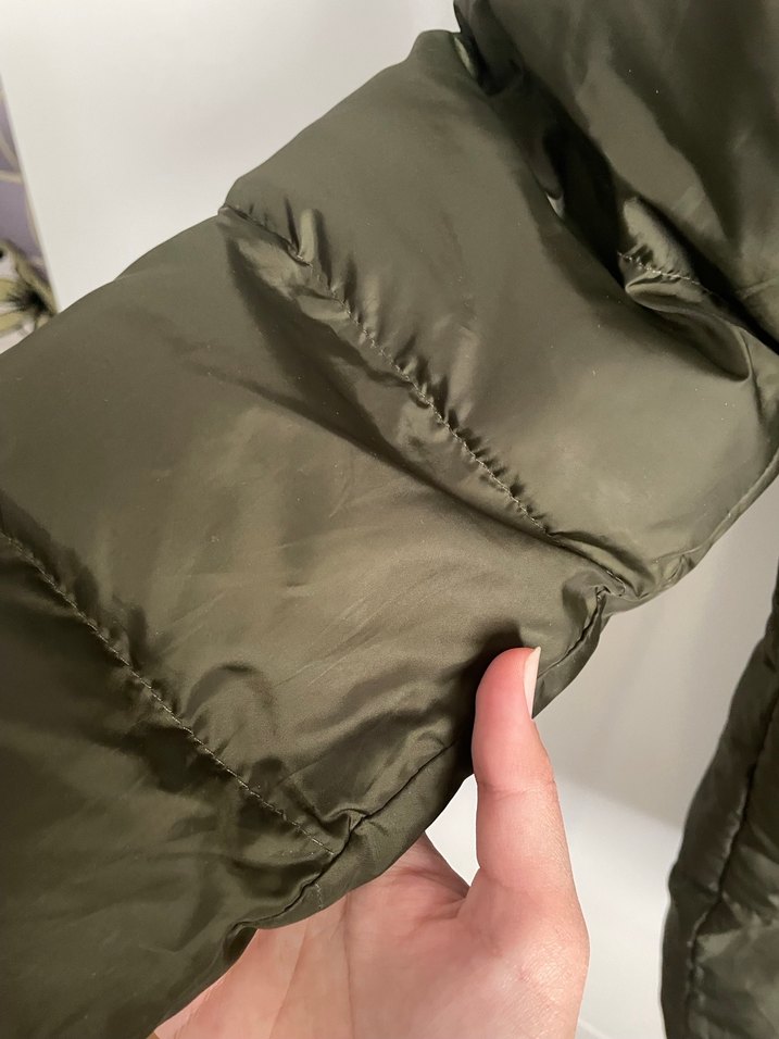 Haki Renk Kapüşonlu Kadın Kışlık Mont - Görsel 5