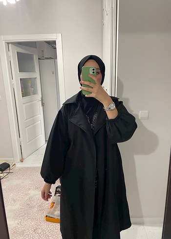 Siyah Uzun Trençkot - Görsel 4