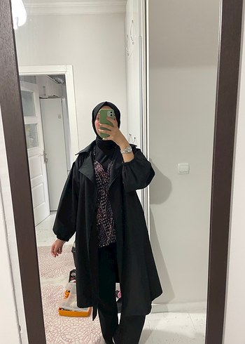 Siyah Uzun Trençkot - Görsel 2