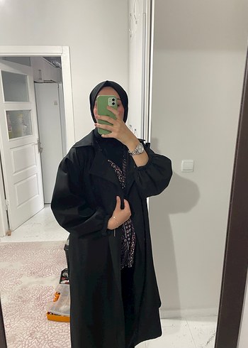 Siyah Uzun Trençkot - Görsel 3