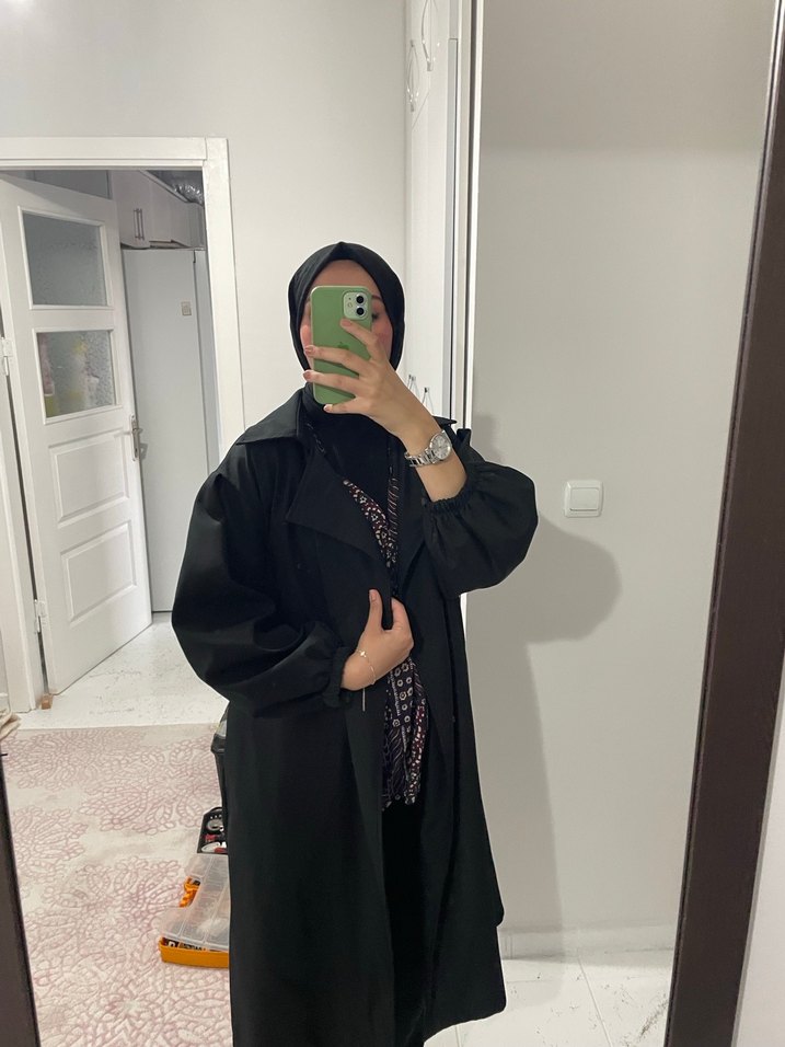 Siyah Uzun Trençkot - Görsel 3