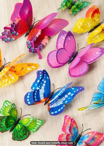12'li 3D Mıknatıslı Kelebek Duvar ve Buzdolabı Sticker Seti