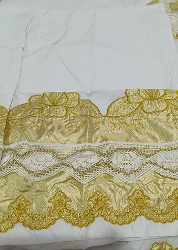 Saten Parlak Beyaz Nakışlı Yatak Örtüsü yorgan yüzü - Görsel 6