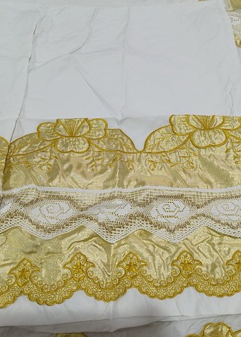 Saten Parlak Beyaz Nakışlı Yatak Örtüsü yorgan yüzü - Görsel 7
