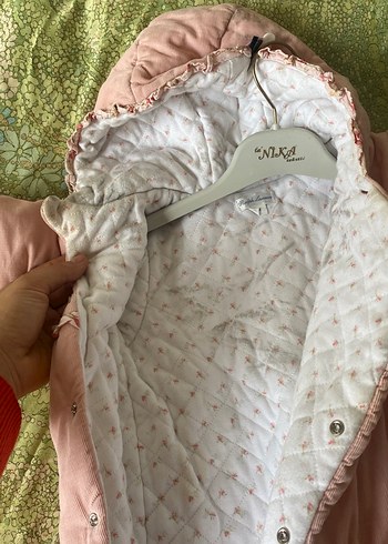 Pembe Kapüşonlu Bebek Tulumu Kürklü - Görsel 3