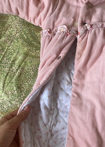 Pembe Kapüşonlu Bebek Tulumu Kürklü - Görsel 2