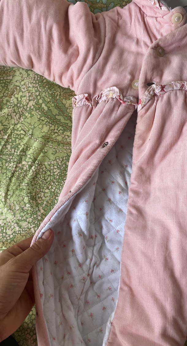 Pembe Kapüşonlu Bebek Tulumu Kürklü - Görsel 2