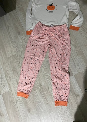 Kızlar için Uzun Kollu Pembe Baskılı Pijama Takımı - Görsel 2