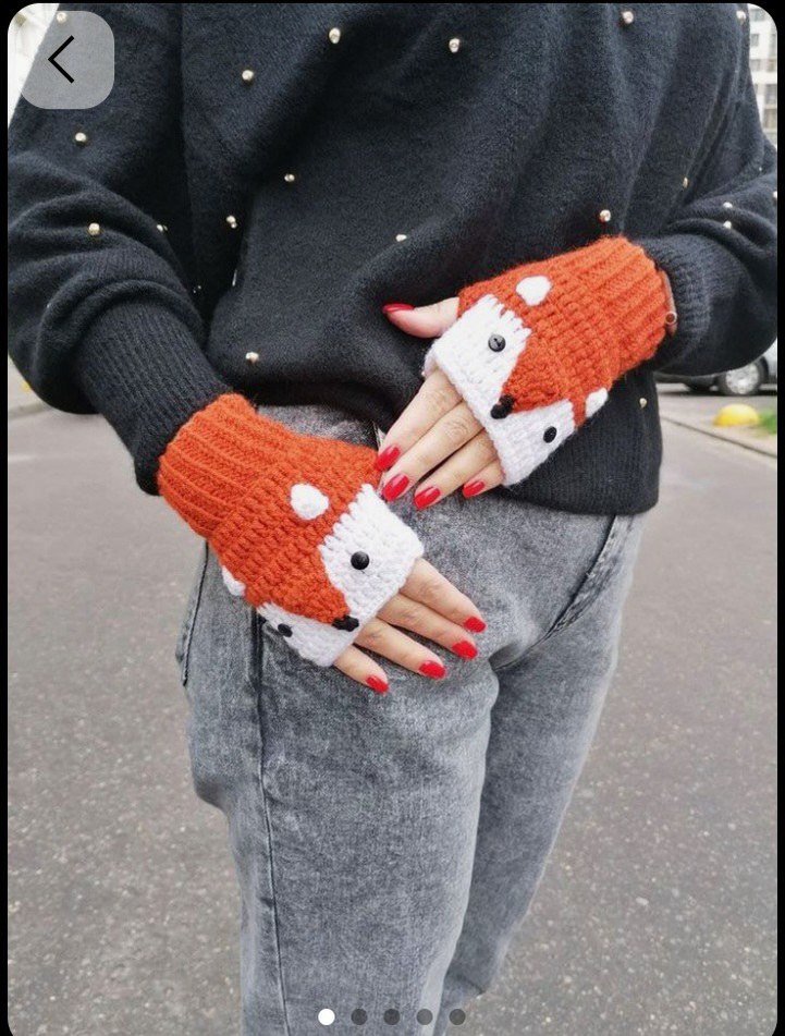 Renkli Örgü Kadın Eldivenleri - Tilki Desenli - Görsel 2