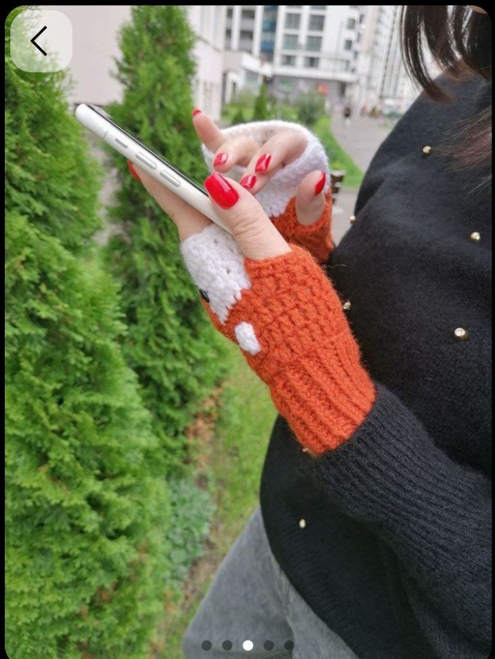 Renkli Örgü Kadın Eldivenleri - Tilki Desenli - Görsel 4