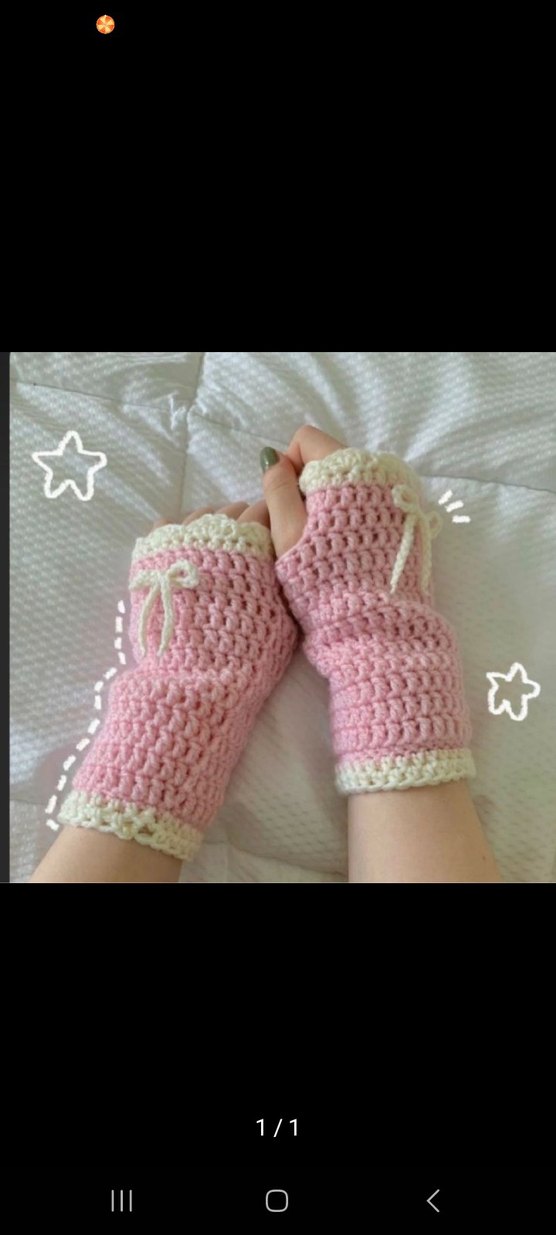 Mavi Çiçekli Örgü Kadın Eldiveni - Görsel 5