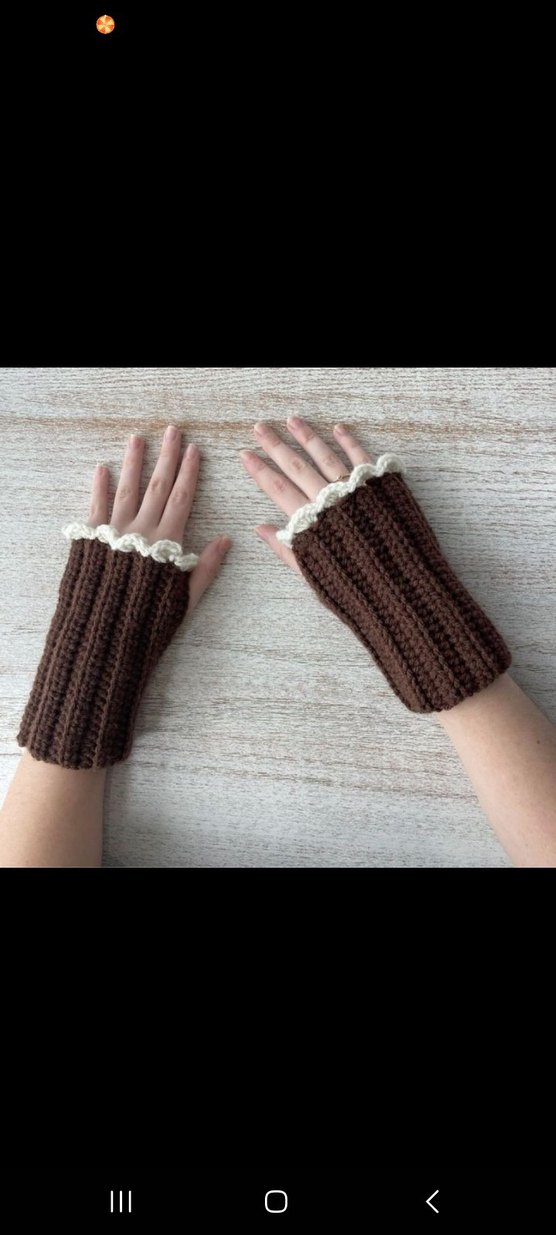 Mavi Çiçekli Örgü Kadın Eldiveni - Görsel 4