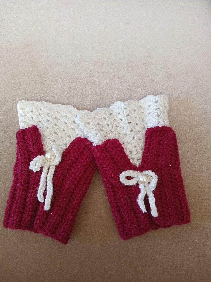 Bordo Dantel Detaylı Örgü Kadın Eldiveni - Görsel 4